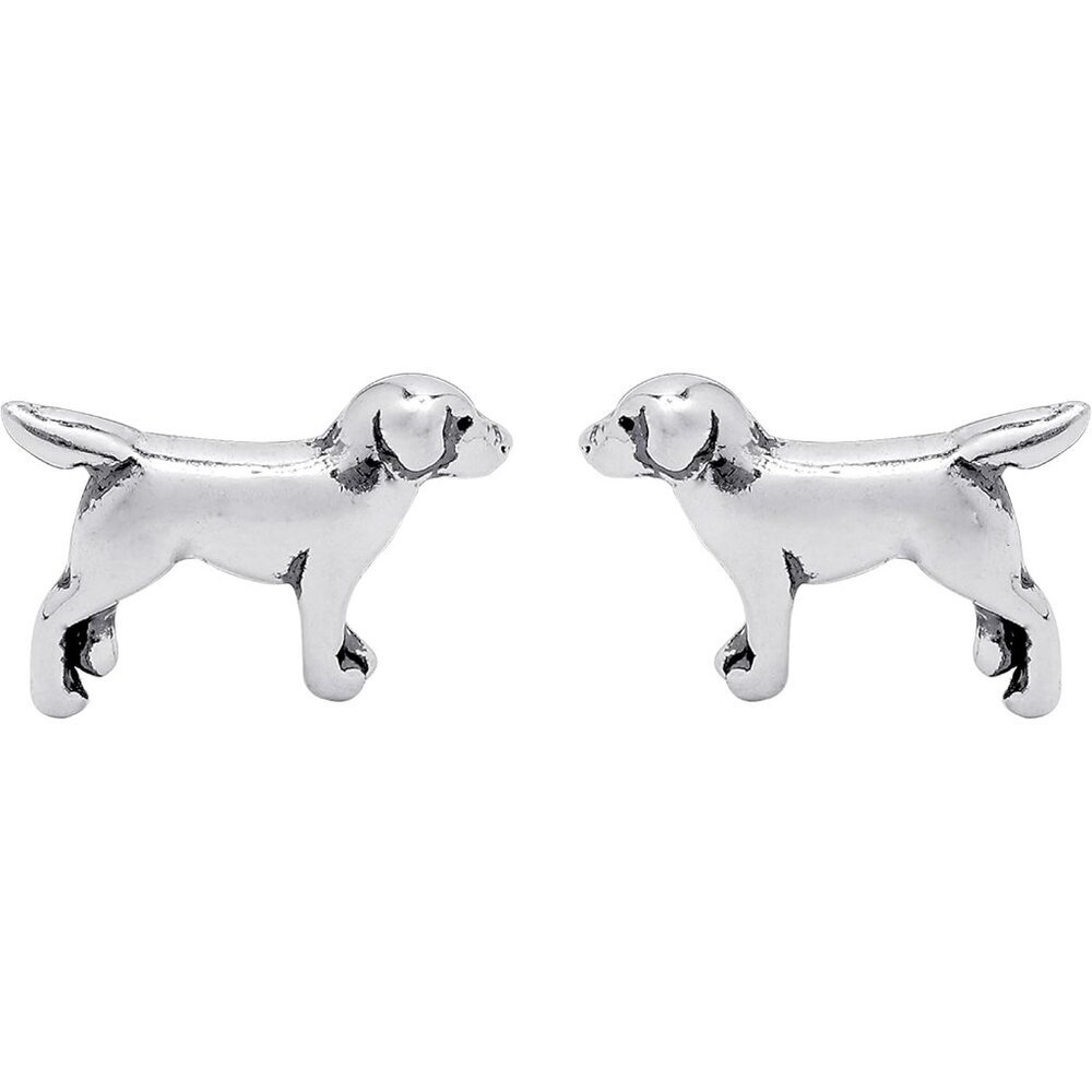 Handcrafted Sterling Silver Labrador Retriever Dog Stud Earrings for Dog Lovers